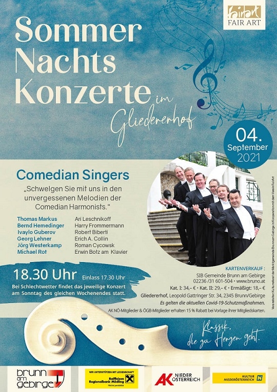 Sommernachtskonzert im Gliedererhof - Comedian Singers - unvergessene Melodien der Comedian Harmonists