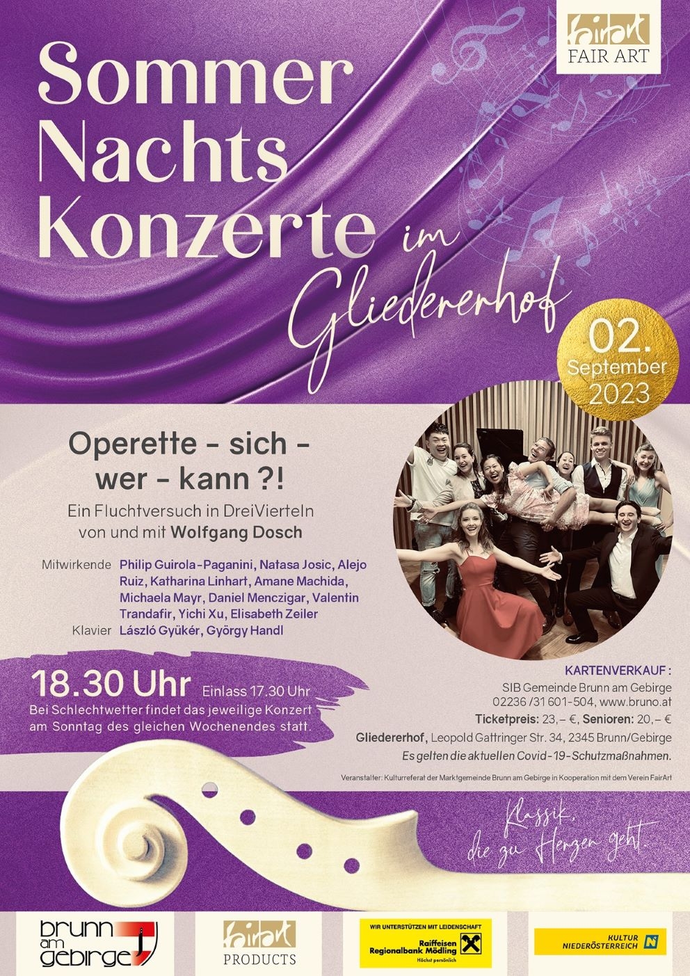 Sommernachtskonzerte im Gliedererhof - Operette-sich-wer-kann?! Ein Fluchtversuch in drei Viertel von und mit Wolfgang Dosch