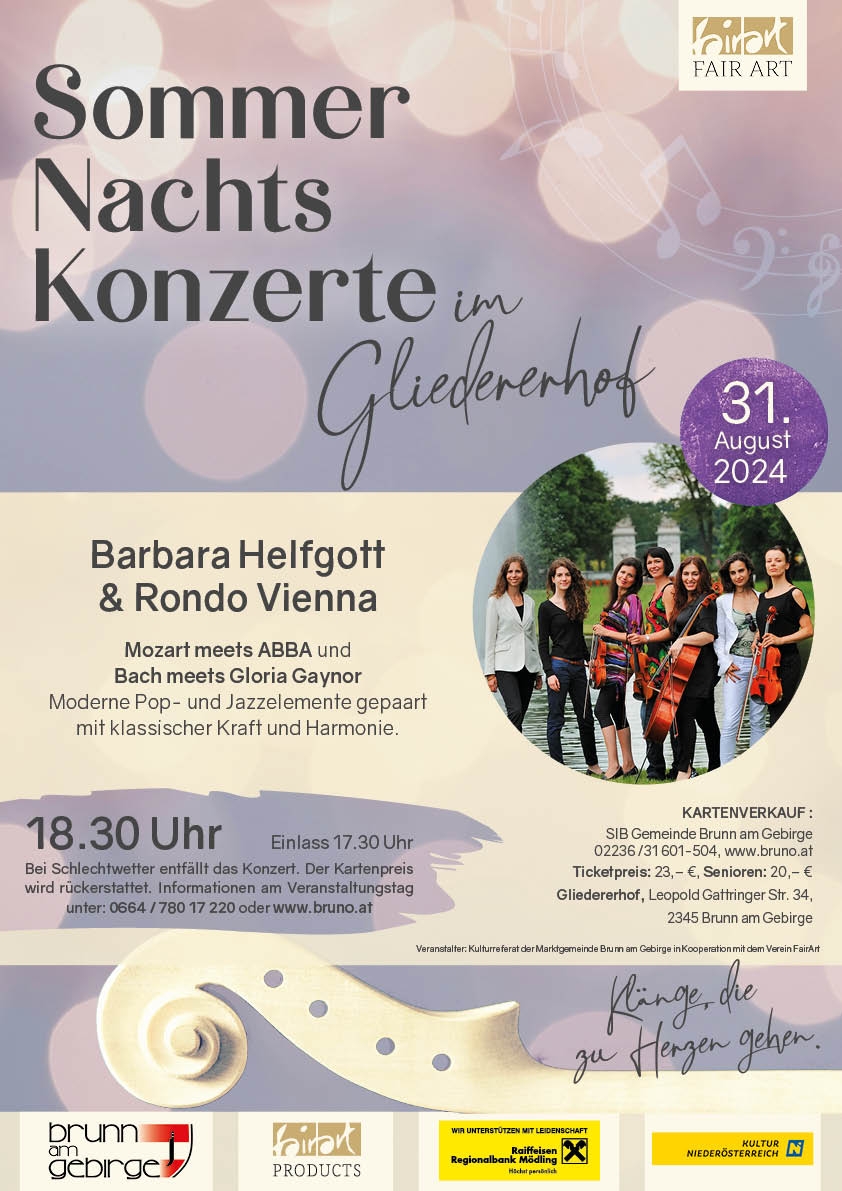 Sommernachtskonzerte im Gliedererhof - Barbara Helfgott & Rondo Vienna