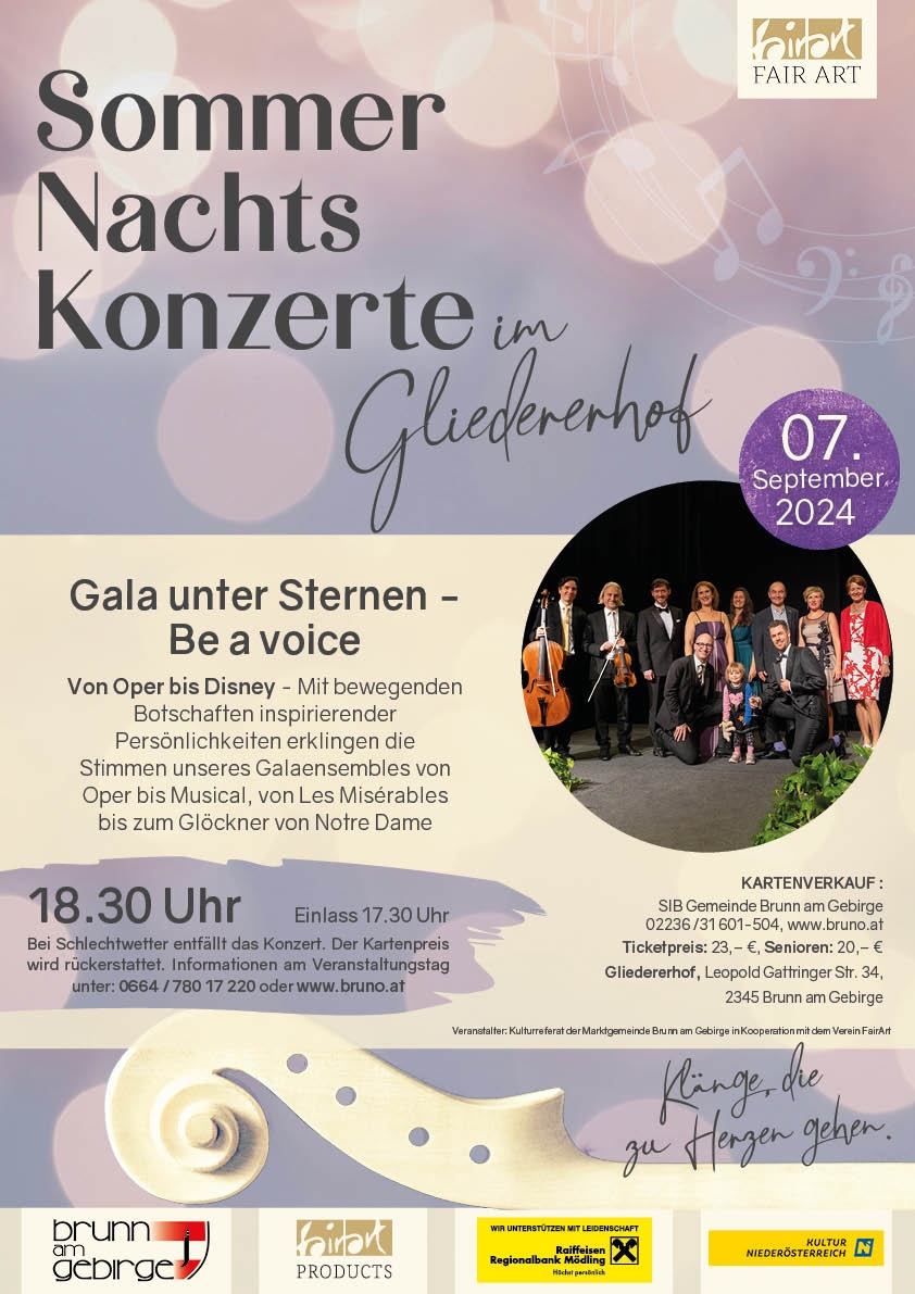 Sommernachtskonzerte im Gliedererhof - Gala unter Sternen - Be a voice